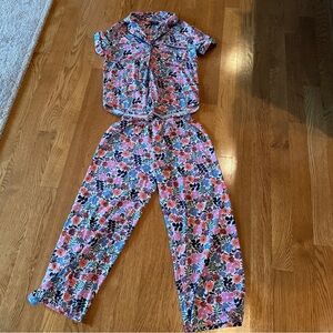 Kate Spade Floral Pajamas Set PJ Shirt + Capris Pants Sleepwear. Small.